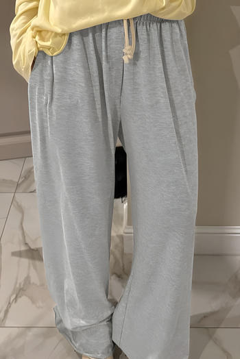 casual slight stretch tie-waist pocket loose all-match pants