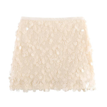 sexy non-stretch 8 colors sequin decor high-waist mini skirt
