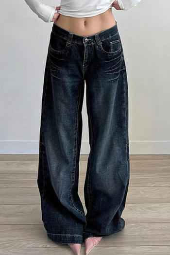 casual slight stretch low waist wide-leg jeans