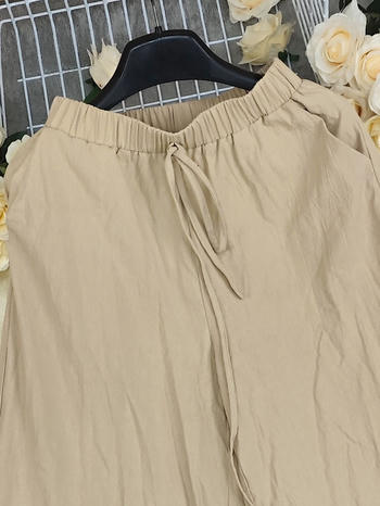 Casual plus size non-stretch solid color high waist all-match wide leg pants
