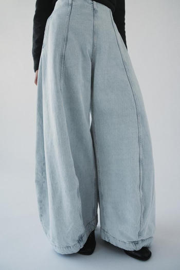 casual non-stretch high-waist denim wide-leg jeans