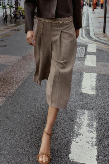 casual non-stretch lattice printing with belt loose pants