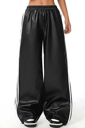 stylish slight stretch striped wide-leg all-match pants