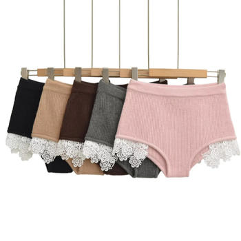 sexy slight stretch ribbed knit 5 colors lace trim shorts(size run small)