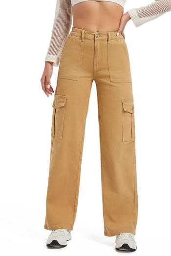 casual plus size slight stretch 4 colors solid color high waist straight jeans