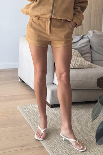 casual non-stretch solid color new suede shorts