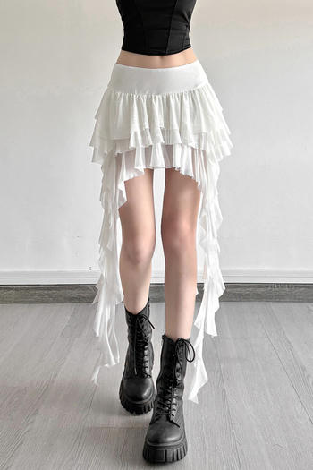 casual slight stretch solid color high-waist irregular maxi skirt new add colors