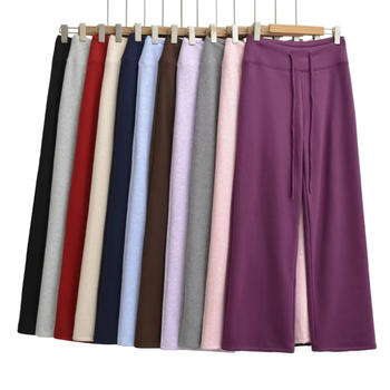 casual slight stretch drawstring solid color pants(size run small)