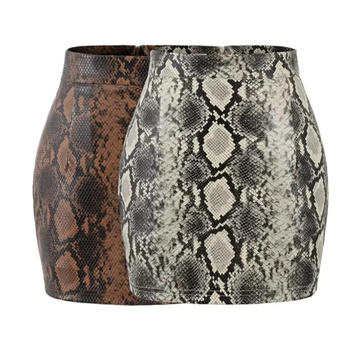 sexy slight stretch pu snake pattern high-waist mini skirt(size run small)