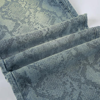 Casual non-stretch denim high-waist snake pattern jeans