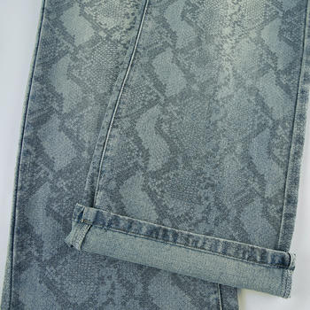 Casual non-stretch denim high-waist snake pattern jeans