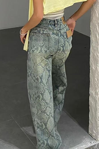 Casual non-stretch denim high-waist snake pattern jeans