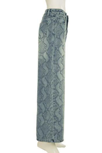 Casual non-stretch denim high-waist snake pattern jeans