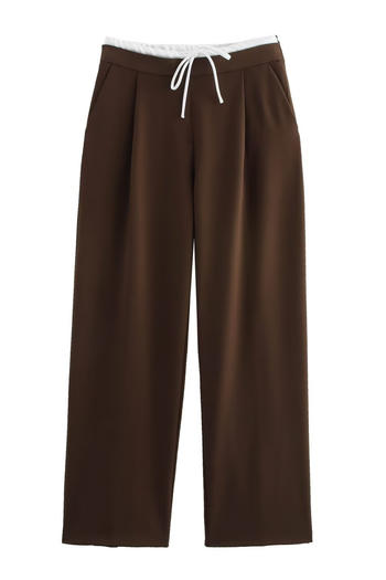 casual non-stretch contrast color drawstring pants