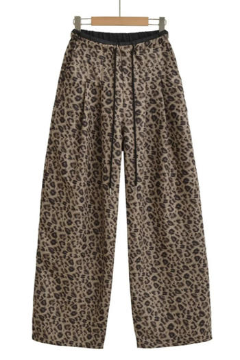 casual non-stretch high-waist leopard printing pants(size run small)