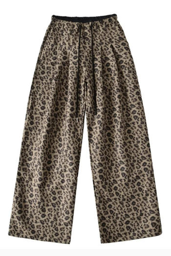 Casual non-stretch high-waist leopard printing pants(size run small)