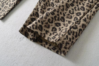 Casual non-stretch high-waist leopard printing pants(size run small)