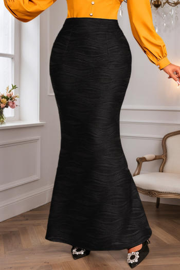 stylish plus size slight stretch plain colour fishtail maxi skirt