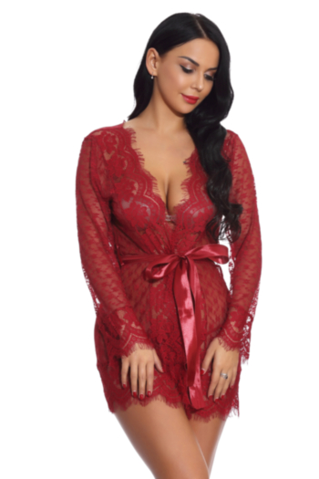 plus size sexy lace see through night dress (with belt & g-strings)