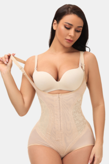 Solid color single breasted zip-up sexy tight shapewear (without bra)