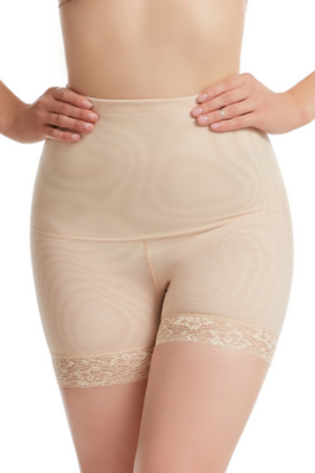 plus size lace stitching mesh see through sexy breathable shaping shorts (with sponge mats)