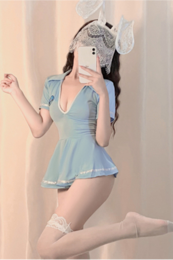 sexy bunny girl cosplay blue mini dress costume(with g-string,stocking,lace bunny ears)