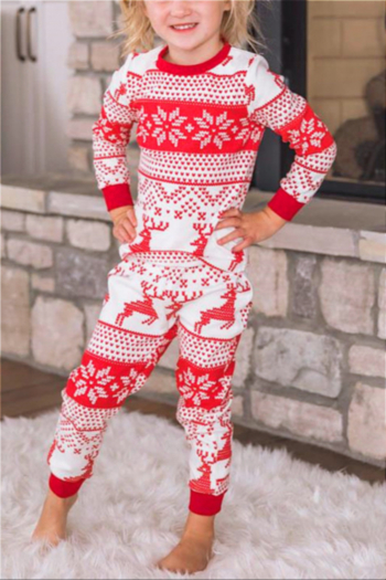 kid's christmas style printing plus size family parent-child outfit classic home two-piece set