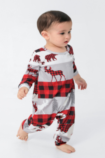 baby's christmas style mixed batch printing plus size family parent-child outfit home minimalist stretch two-piece set
