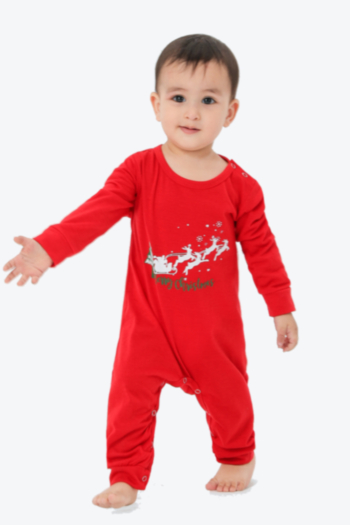 baby's christmas style printing plus size family parent-child outfit snaps home minimalist stretch jumpsuit