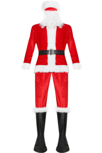 christmas velvet cosplay party plus-size loose costume (with hat & beard & belt & shoe cover)