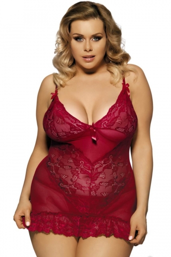 xl-5xl sexy lingerie lace mesh sling stretch plus-size babydoll(with underwire)