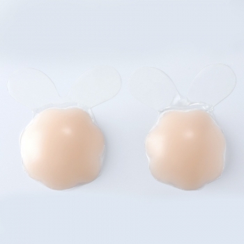 1 pairs Self-adhesive rabbit ears flower shaped repeated use silicone nipple pad(size:4.5cm)