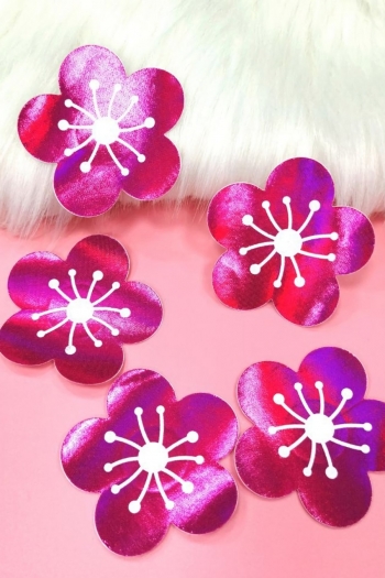 50 pairs Self-adhesive cherry blossoms disposable breathable sexy nipple pad((size:7cm)