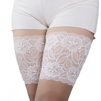 XS-2XL 1 pair lace big flower with two rows of non-slip silicone stretch plus-size thigh sock cover