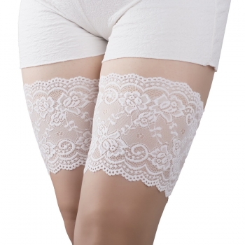XS-2XL 1 pair lace small flower with two rows of non-slip silicone stretch plus-size thigh sock cover