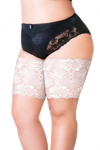 XS-3XL 1 pair lace flower with two rows of non-slip silicone stretch plus-size thigh sock cover