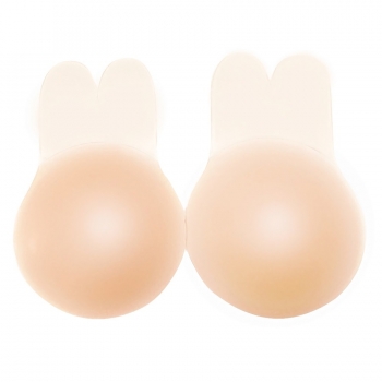 1 pairs self-adhesive rabbit ears round shaped repeated use silicone nipple pad(size:16cm)