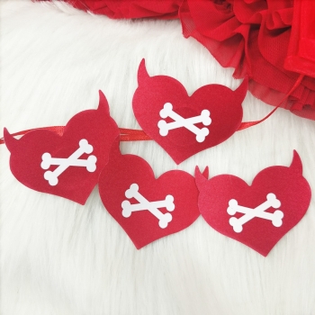 50 pairs self-adhesive cute red color white bone small devil shape satin sexy nipple pad((size:7.1cm)