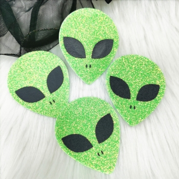 50 pairs self-adhesive green fluorescence alien satin sexy nipple pad((size:6*7.4cm)
