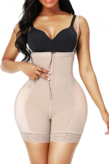 s-6xl sexy lingerie solid color sling stitching lace zip-up with detachable sponge pad plus-size body shaper