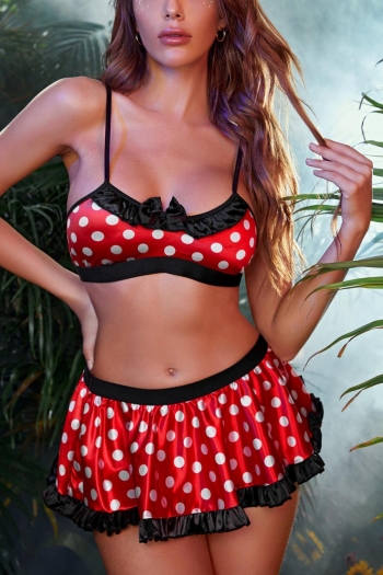 sexy lingerie satin round dot batch printing cosplay mickey costume (with g-string)