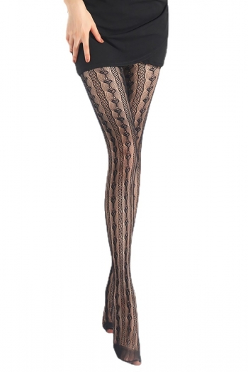 New solid color mesh see-through heart shape fashion high waist all-match stretch cutout tights(no panties)