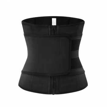 xs-6xl solid color zip-up velcro latex waist trainer restraint belt plus-size waist trainer