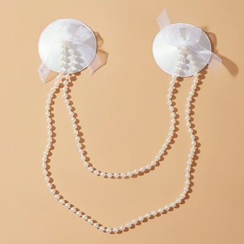 one pc new style solid color pearl chain bowknot sexy nipple pad(diameter:6cm*2cm)