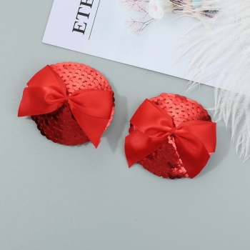 one pair new style solid color sequins bowknot sexy nipple pad(diameter:6cm)