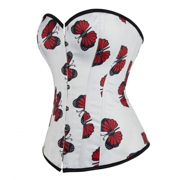 New retro solid color butterfly batch printing single breasted bandage with boned corset