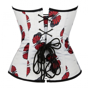 New retro solid color butterfly batch printing single breasted bandage with boned corset