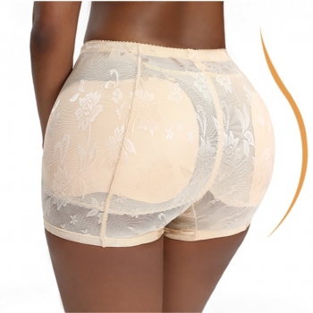 M-4XL new solid color hip shaper sponge pad mesh lace breathable plus-size panties