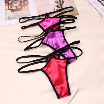 new eight colors bead dainty bow thin string connected pure color satin sexy g-string