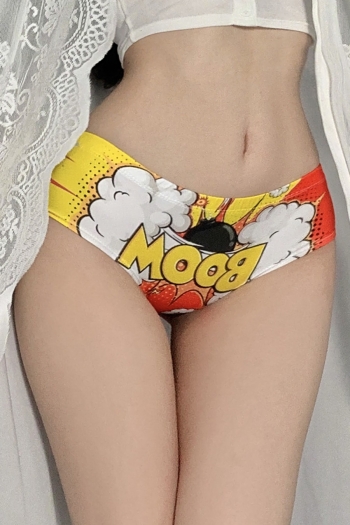sexy new stretch cartoon letter print mid-rise milk silk panties